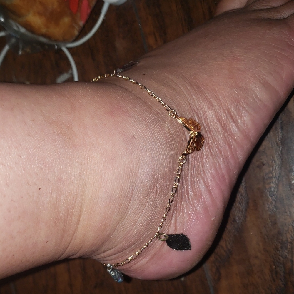 Gold and Black Beaded Anklet